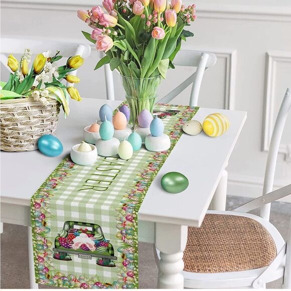 Easter Table Runner Vintage Farm Truck NWT - Picture 4 of 16